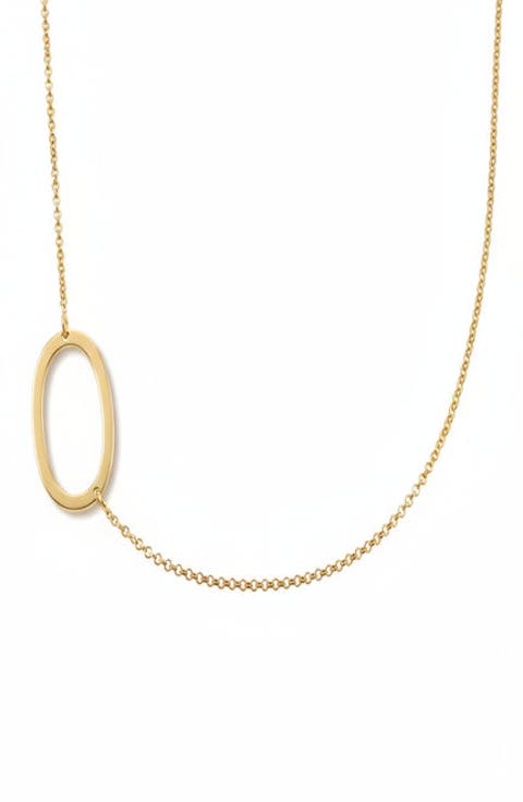 Sideways Initial Necklace in Gold Plated Sterling Silver