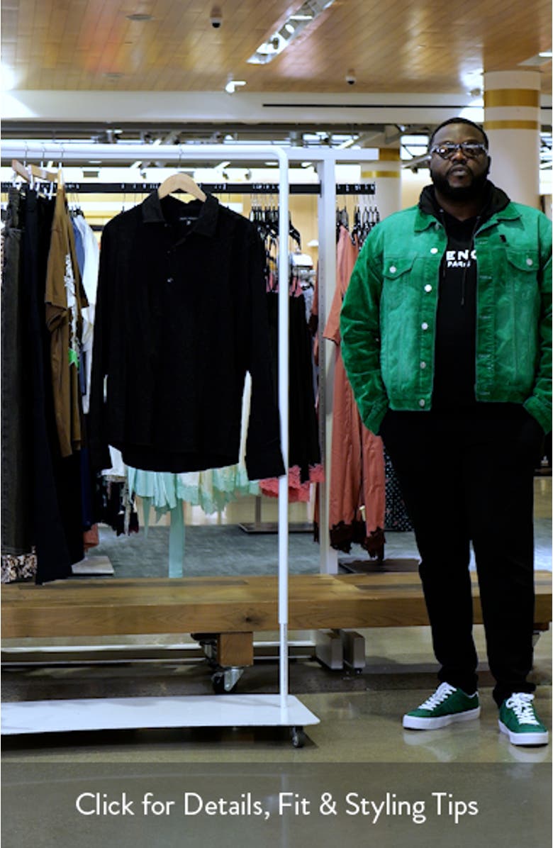 Calyx Black Puckered Stretch Cotton Blend Button-Up Shirt, sales video thumbnail