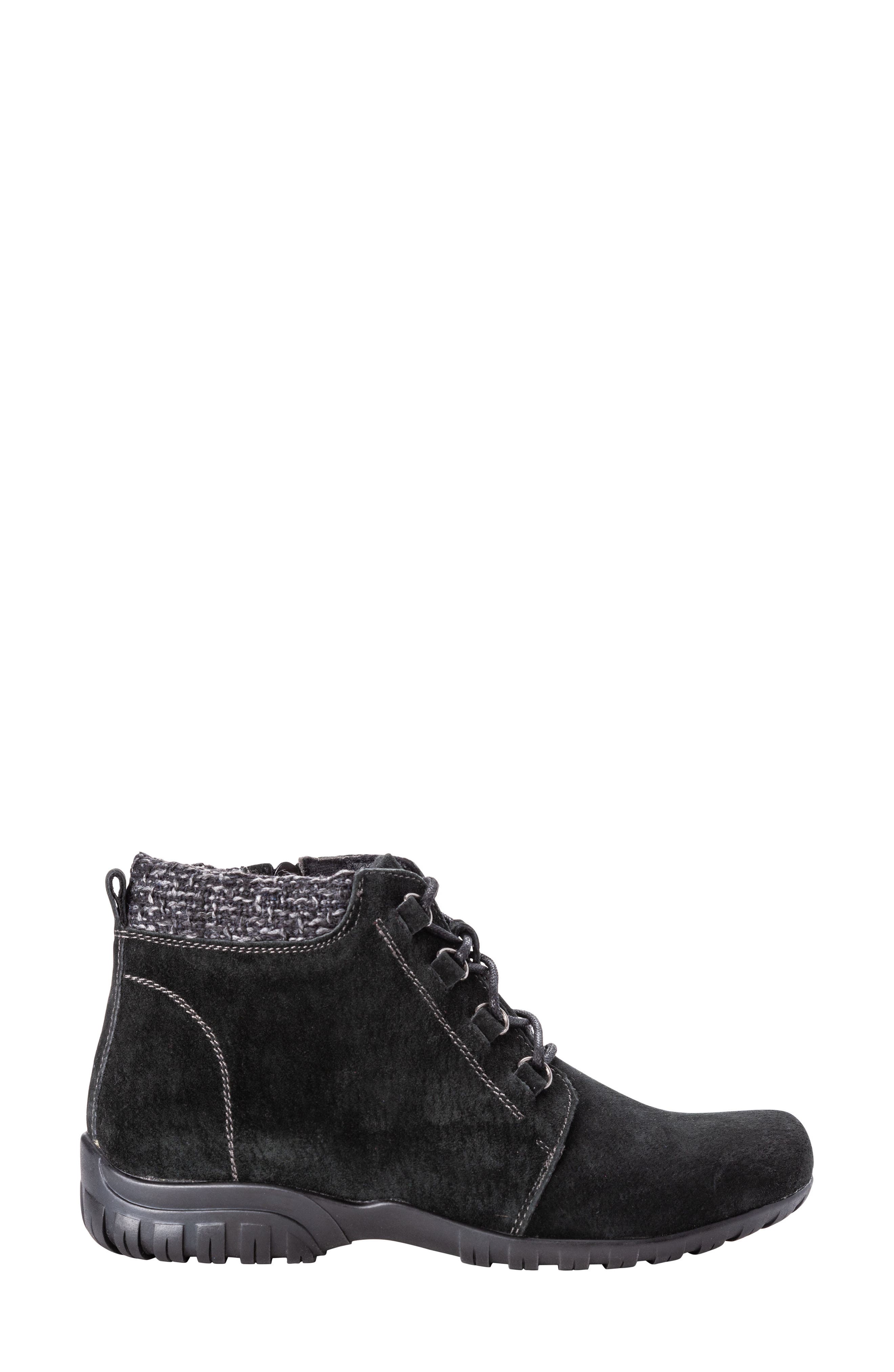 Propét Delaney Water Resistant Bootie, Alternate, color, Black Suede