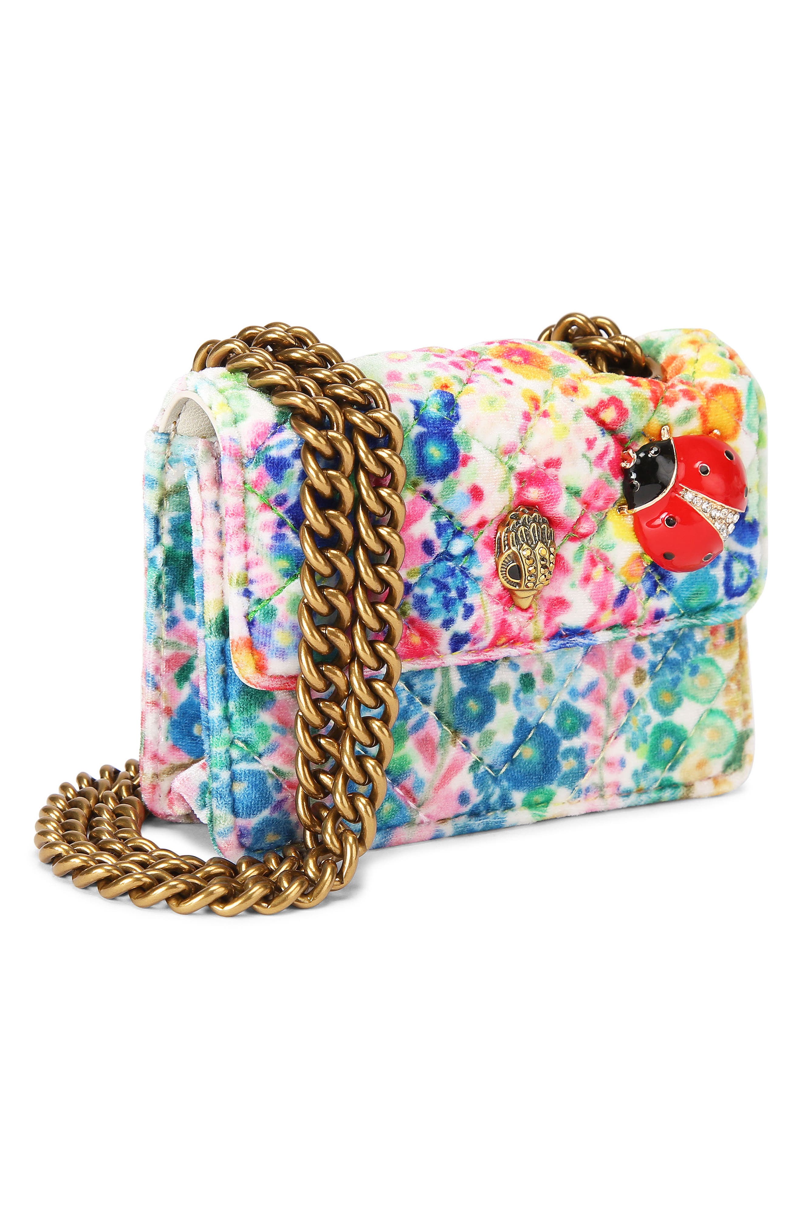 Kurt Geiger London Floral Couture Micro Kensington Floral Quilted Crossbody Bag, Alternate, color, 