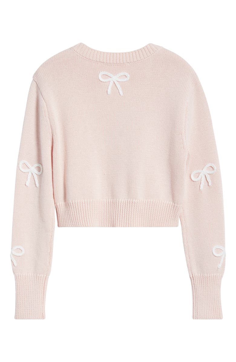 LoveShackFancy Kids' Jayne Bow Embellished Cardigan, Alternate, color, Petal Meringue