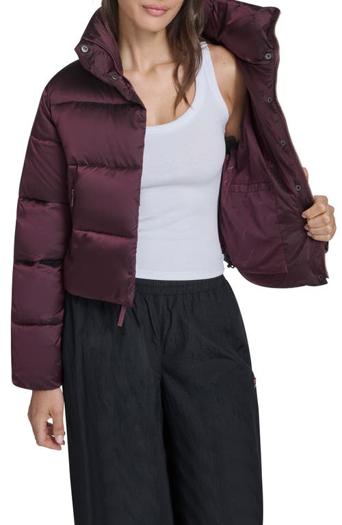 Champion Water Resistant Crop Puffer Jacket In Burgundy
