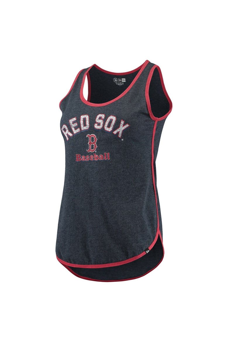 Women's New Era Heathered Navy Boston Red Sox Contrast Binding Scoop Neck Tank Top, Alternate, color, Navy