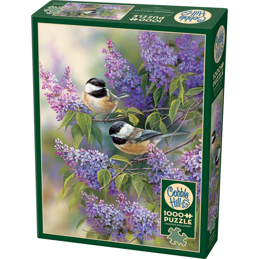 Cobble Hill 1000 Piece Puzzle Chickadees & Lilacs Reference Poster Included in Multicolored  product