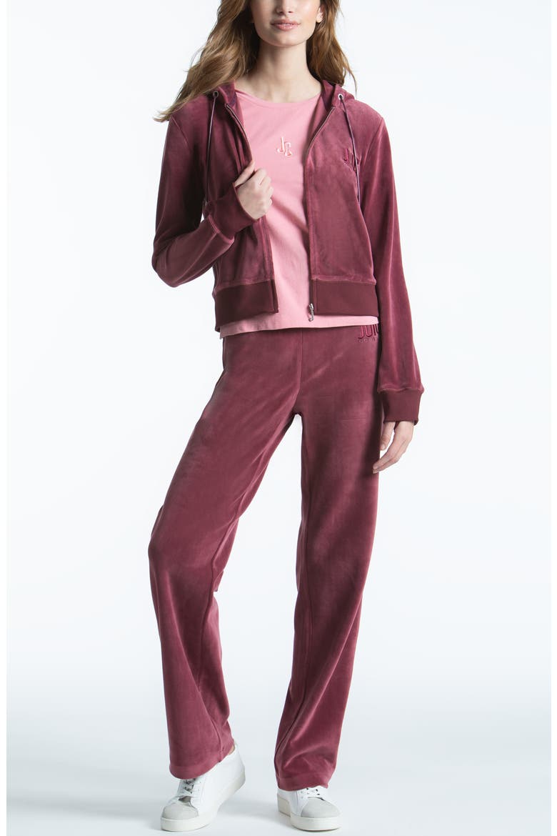 Classic Logo Velour Hoodie, Alternate, color, WINE