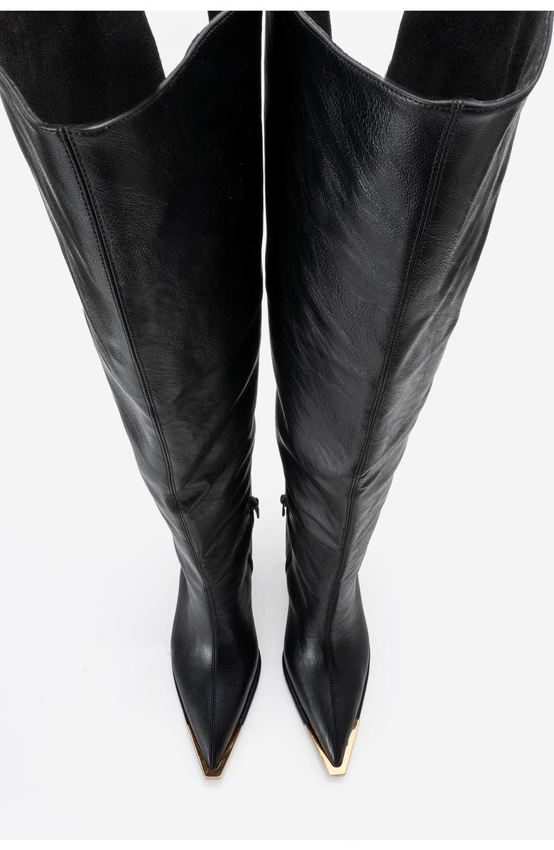 Prologue Shoes Vody Over The Knee Zip Stiletto Boot, Alternate, color, Black Faux Leather