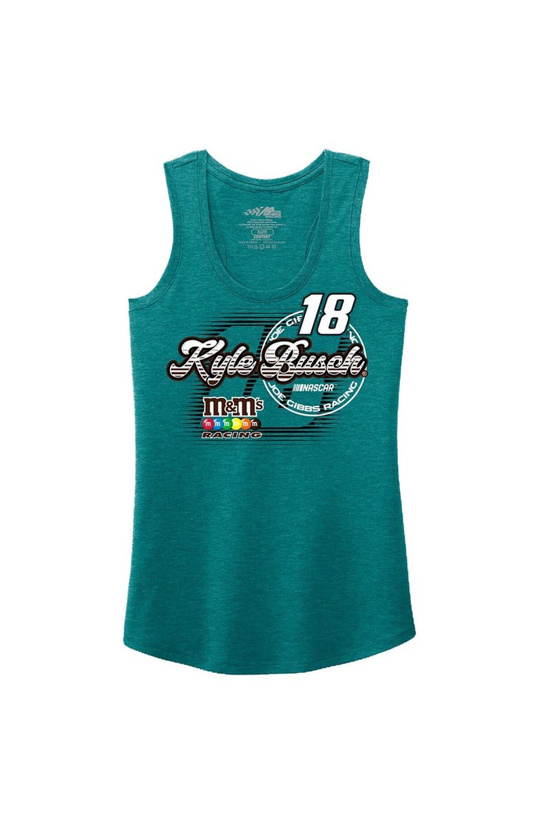 JOE GIBBS RACING TEAM COLLECTION Women's Joe Gibbs Racing Team Collection Teal Kyle Busch Racerback Tank Top, Alternate, color,