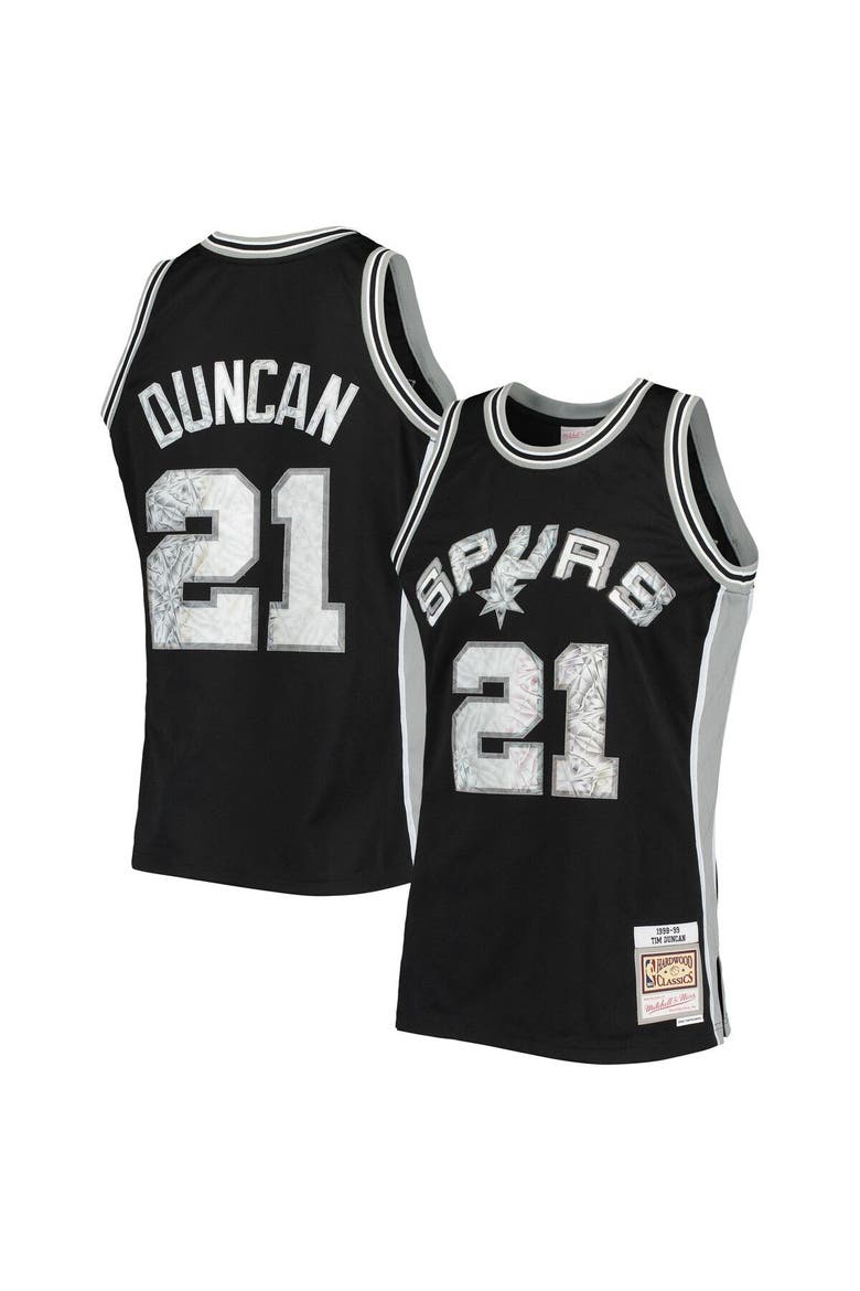 Men's Mitchell & Ness Tim Duncan Black San Antonio Spurs 1998/99 Hardwood Classics NBA 75th Anniversary Diamond Swingman Jersey, Main, color, Black