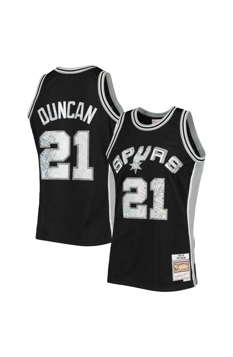 Mitchell & Ness Men's Mitchell & Ness Tim Duncan Black San Antonio Spurs 1998/99 Hardwood Classics NBA 75th Anniversary Diamond Swingman Jersey, Main, color,