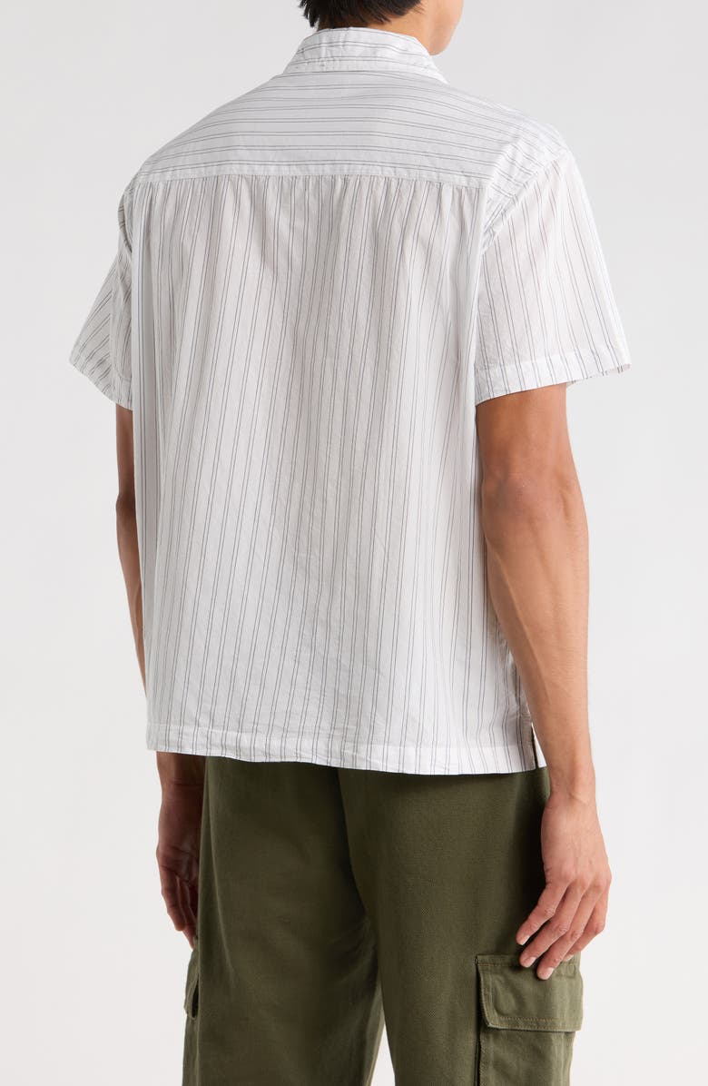 Obey Rizzo Pinstripe Cotton Camp Shirt, Alternate, color, White Multi