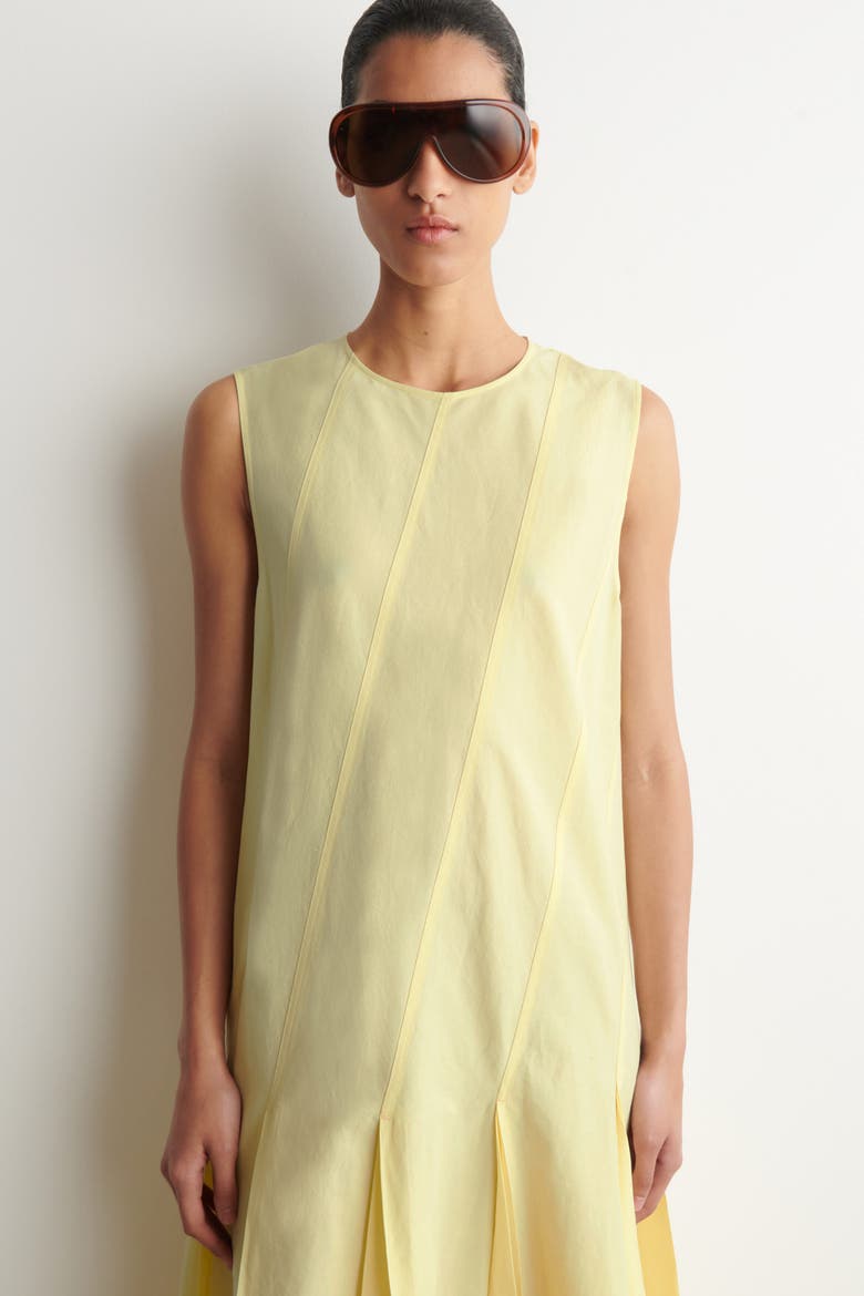 Pleated Cotton-linen Maxi Dress, Alternate, color, YELLOW