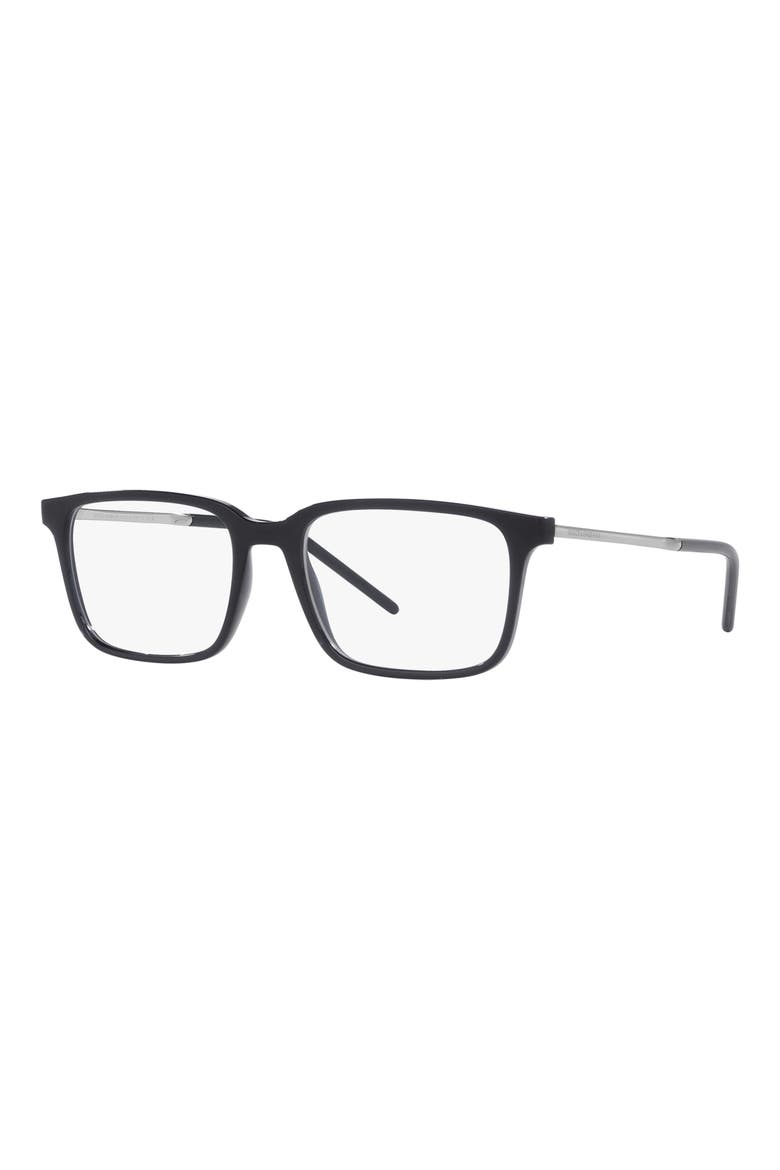 55mm Rectangular Optical Glasses, Alternate, color, ROSE GOLD BLK