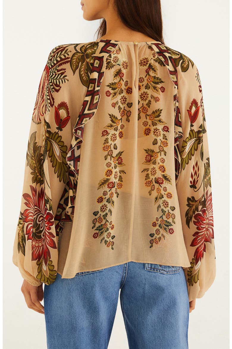 Ligia Floral Cascade Long Sleeve Top, Alternate, color, ORANGE