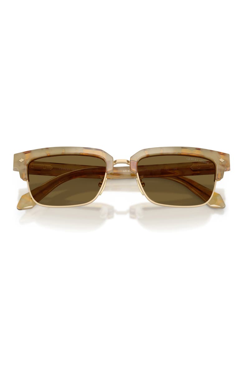 52mm Rectangular Sunglasses, Alternate, color, YELLOW HAVANA / DARK BROWN