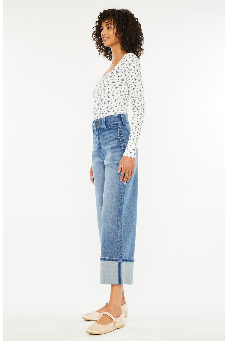 Irna 90's Cropped Wide Leg Jeans, Alternate, color, Dark Wash