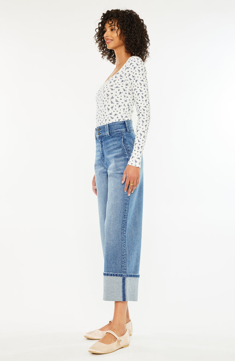 KanCan Irna 90's Cropped Wide Leg Jeans, Alternate, color, Dark Wash