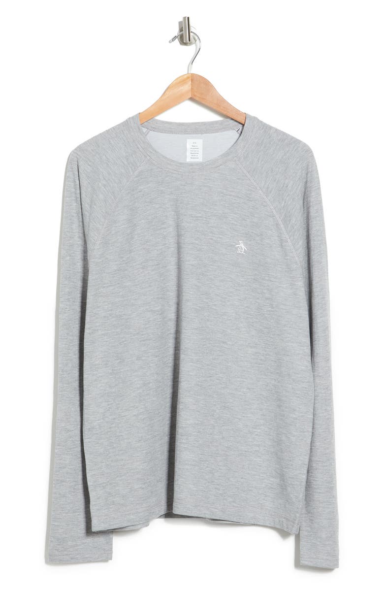 Original Penguin Jersey Crew Neck Long Sleeve T-Shirt, Alternate, color, Rain Heather