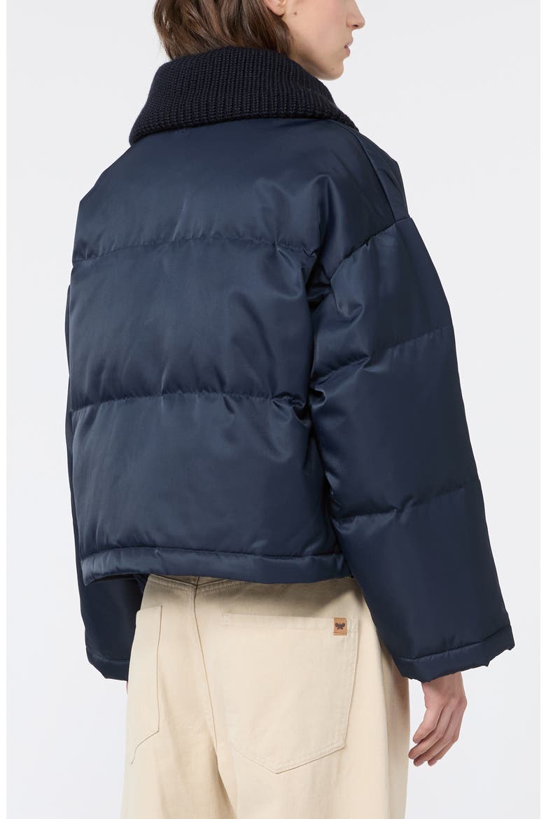 Knit Collar Quilted Down Puffer Jacket, Alternate, color, NAVY