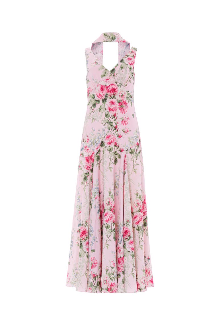 Palace Garden Jacquard V-Neck Maxi Gown, Alternate, color, Dusk Pink