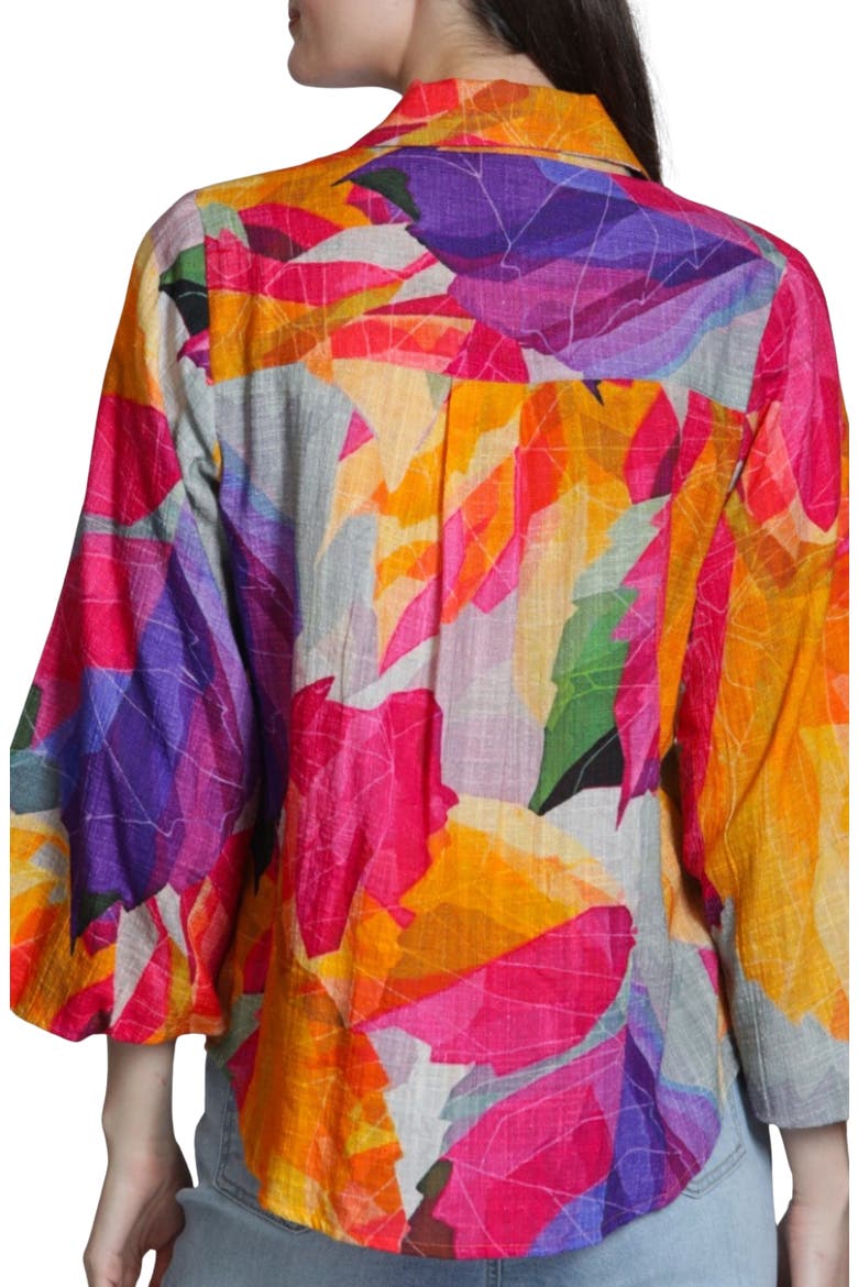 Printed Cotton Button-Up Shirt, Alternate, color, YELLOWPINK MULTI