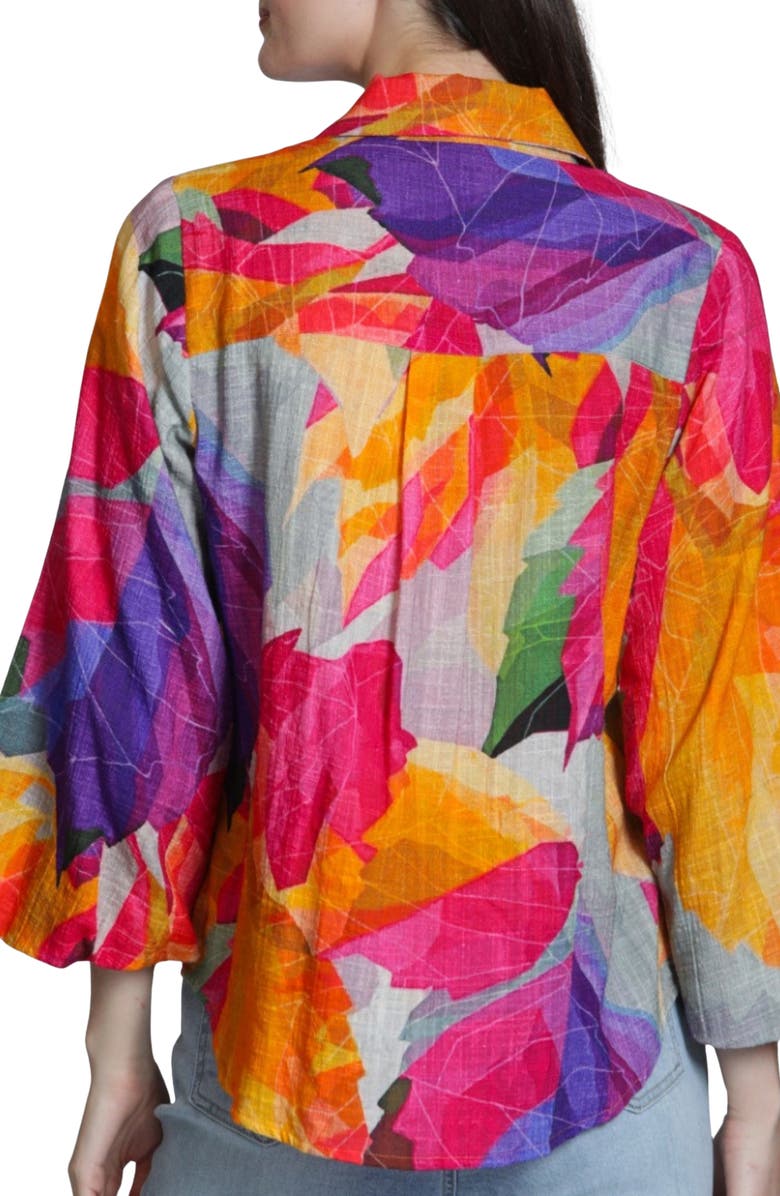 APNY Printed Cotton Button-Up Shirt, Alternate, color, Yellowpink Multi