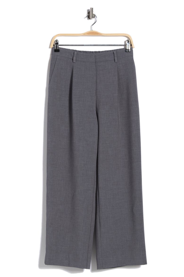Pleated Wide Leg Ankle Trousers, Alternate, color, GREY DEEP HEATHER