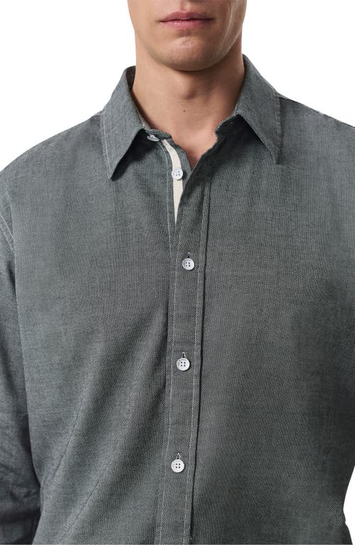 Rag & Bone Tomlin Stretch Dobby Button Front Shirt In Pearlgry