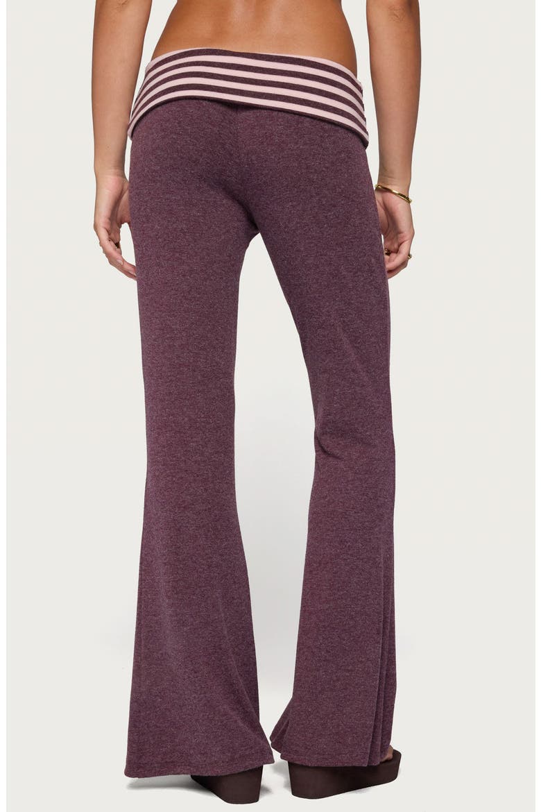Striped Foldover Waist Flare Pants, Alternate, color, BURGUNDY