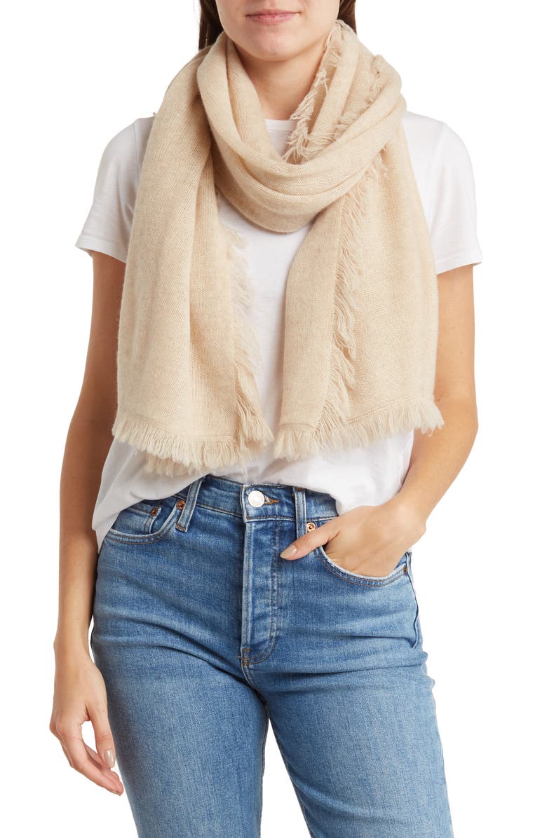 La Fiorentina Fringe Wool & Cashmere Blend Scarf, Main, color, 