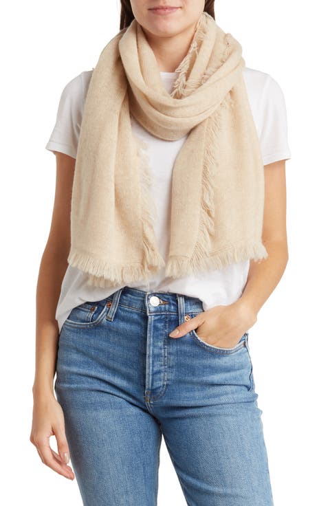 Fringe Wool & Cashmere Blend Scarf