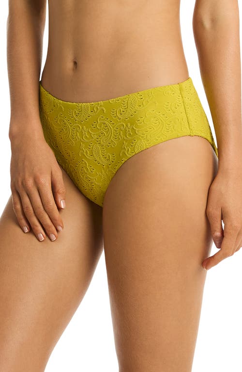 Sea Level Interlace Mid Bikini Bottoms In Chartreuse