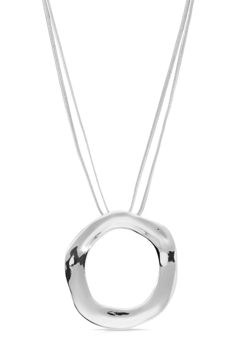 Open Circle Statement Necklace, Alternate, color, SILVER