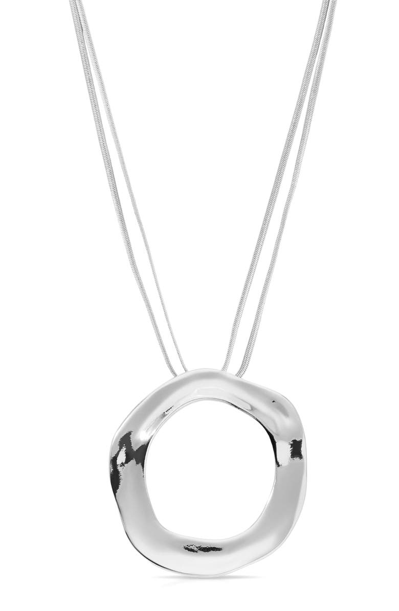 Ettika Open Circle Statement Necklace, Alternate, color, Silver