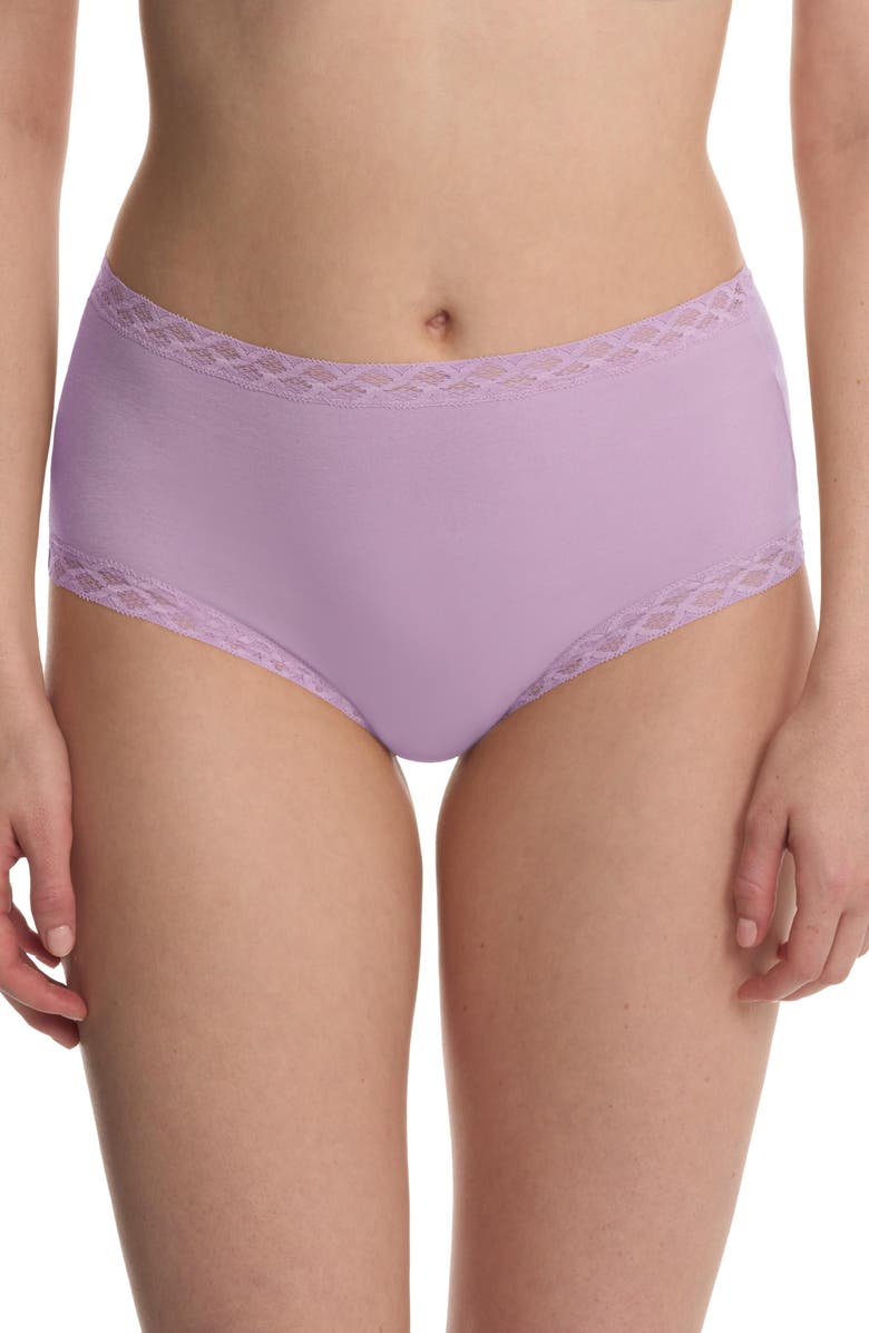 Natori Bliss Cotton Full Brief 3-Pack, Alternate, color, Frost Sky/Blue Mst/Violt Tulip