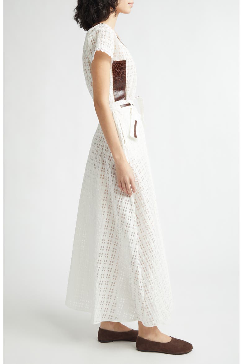 Belted Mixed Media Maxi Dress, Alternate, color, WHITE