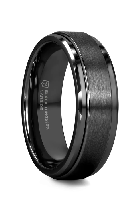 Revolve Tungsten Spinner Ring Brushed Center on Polished Base Comfort Fit