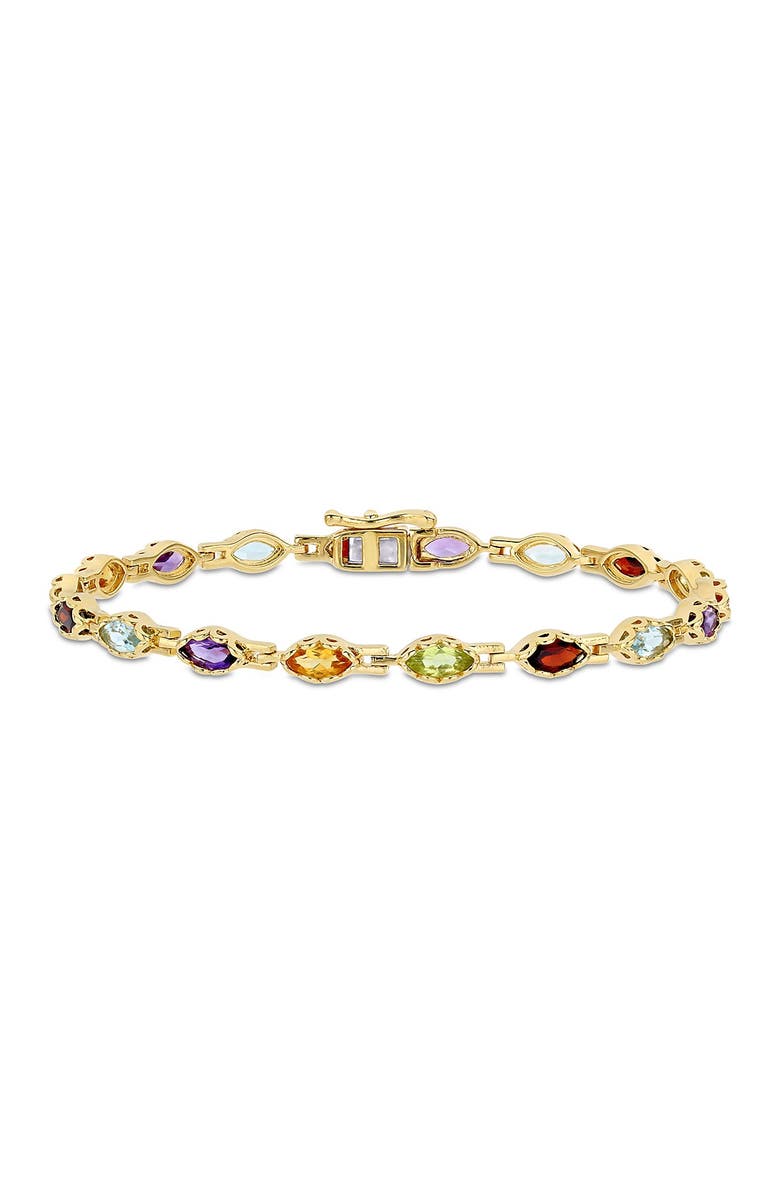 DELMAR 18K Yellow Gold Plated Sterling Silver Multi-Color Gemstone Bracelet, Main, color,