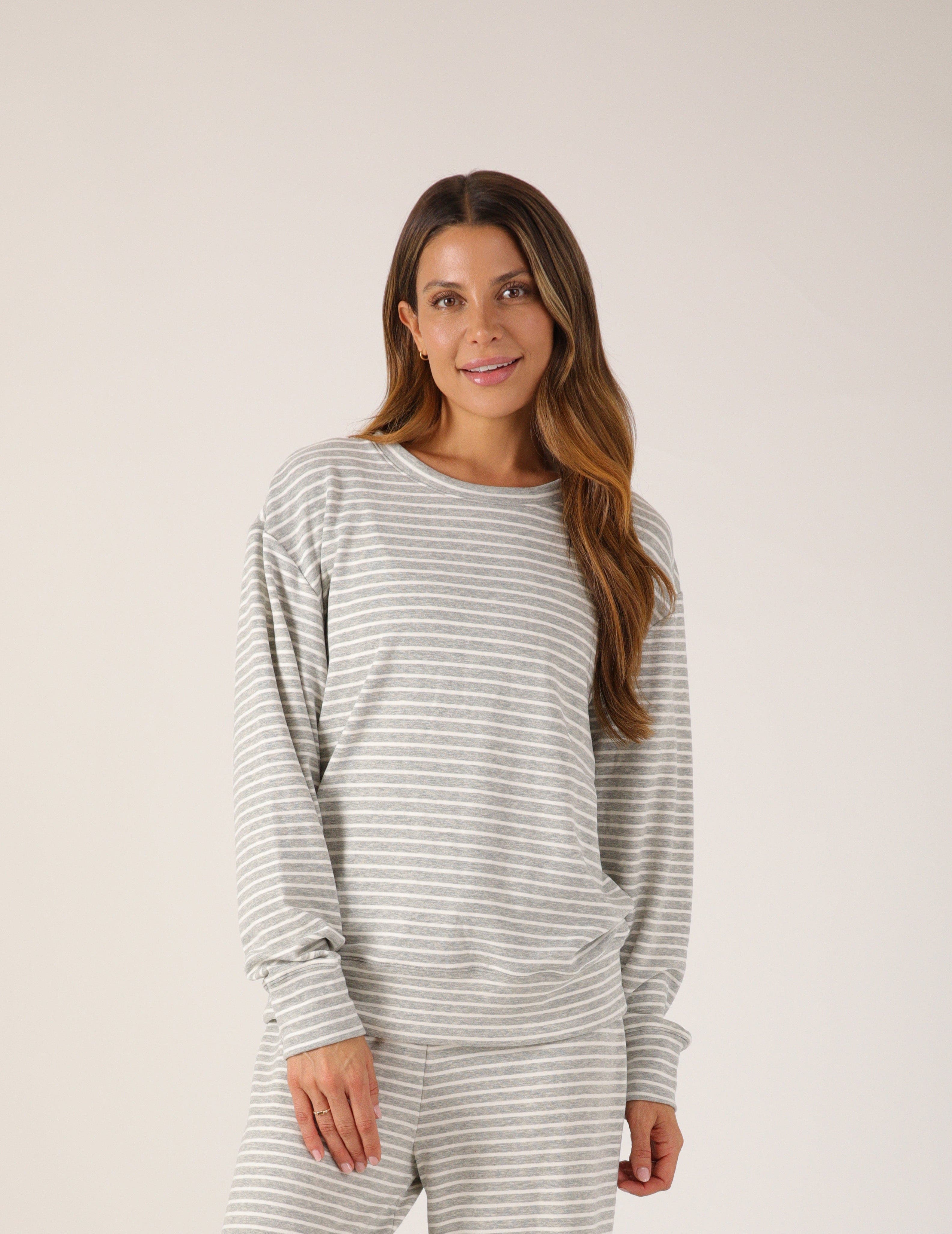 Heather Grey/White Stripe