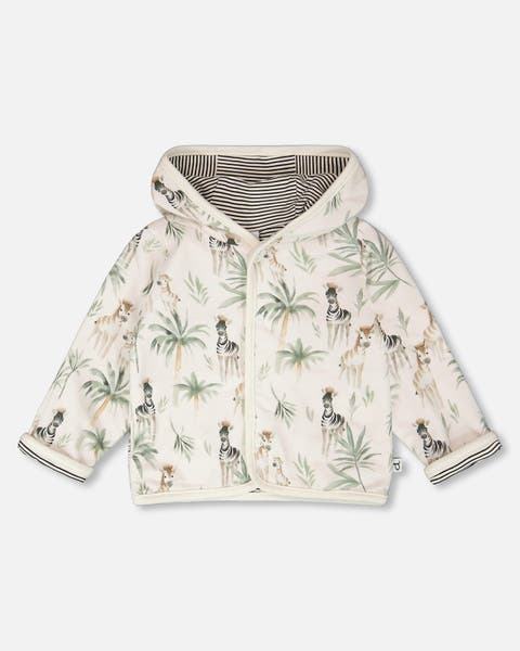 Organic Cotton Jersey Reversible Hooded Zebra Print Jacket (Baby)