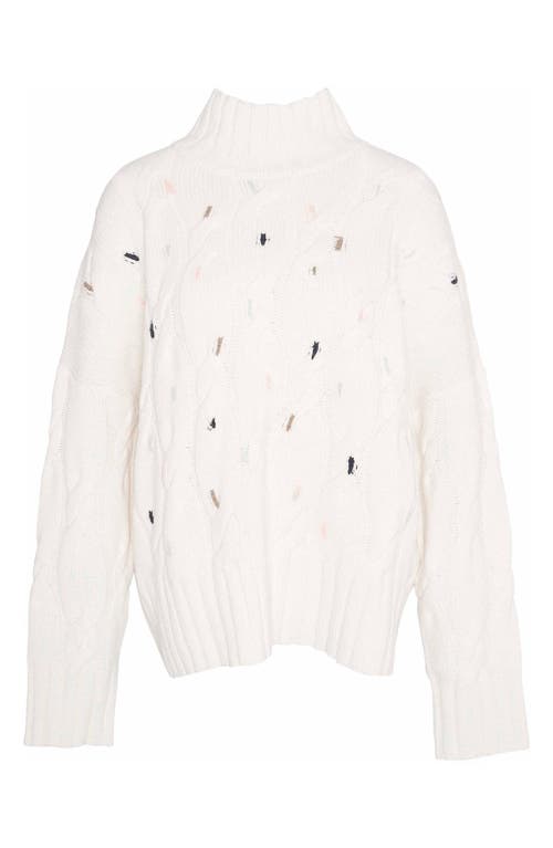 Barbour Fleur Cable Wool Blend Mock Neck Sweater In Neutral
