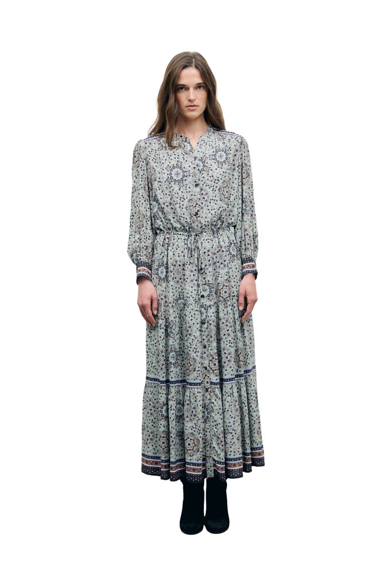 Cyril Long Sleeve V-Neck Maxi Dress, Main, color, Sky Blue