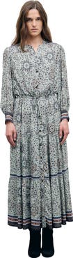 GERARD DAREL Cyril Long Sleeve V-Neck Maxi Dress
