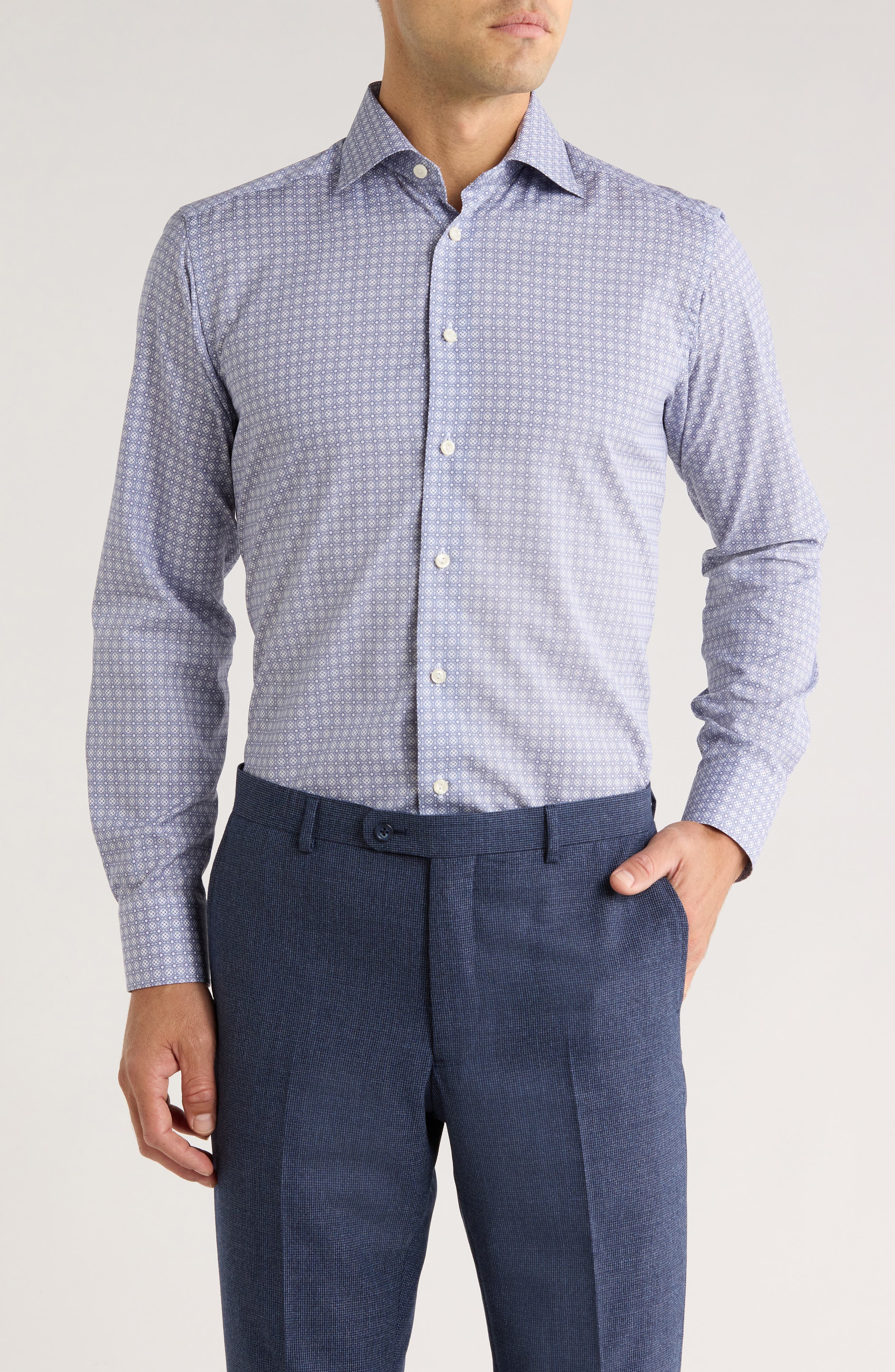 Eton Geometric Print Slim Fit Dress Shirt