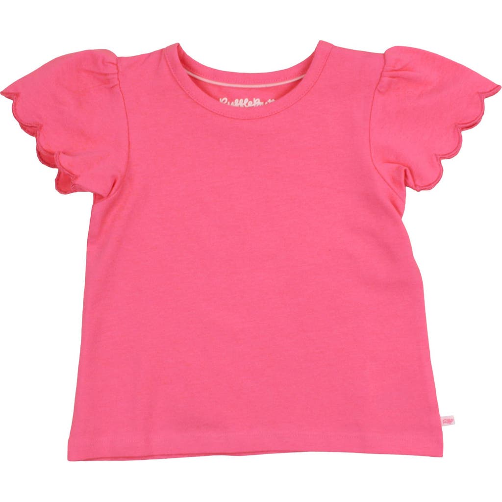 Rufflebutts Girls Short Sleeve Scallop Tee In Hot Pink