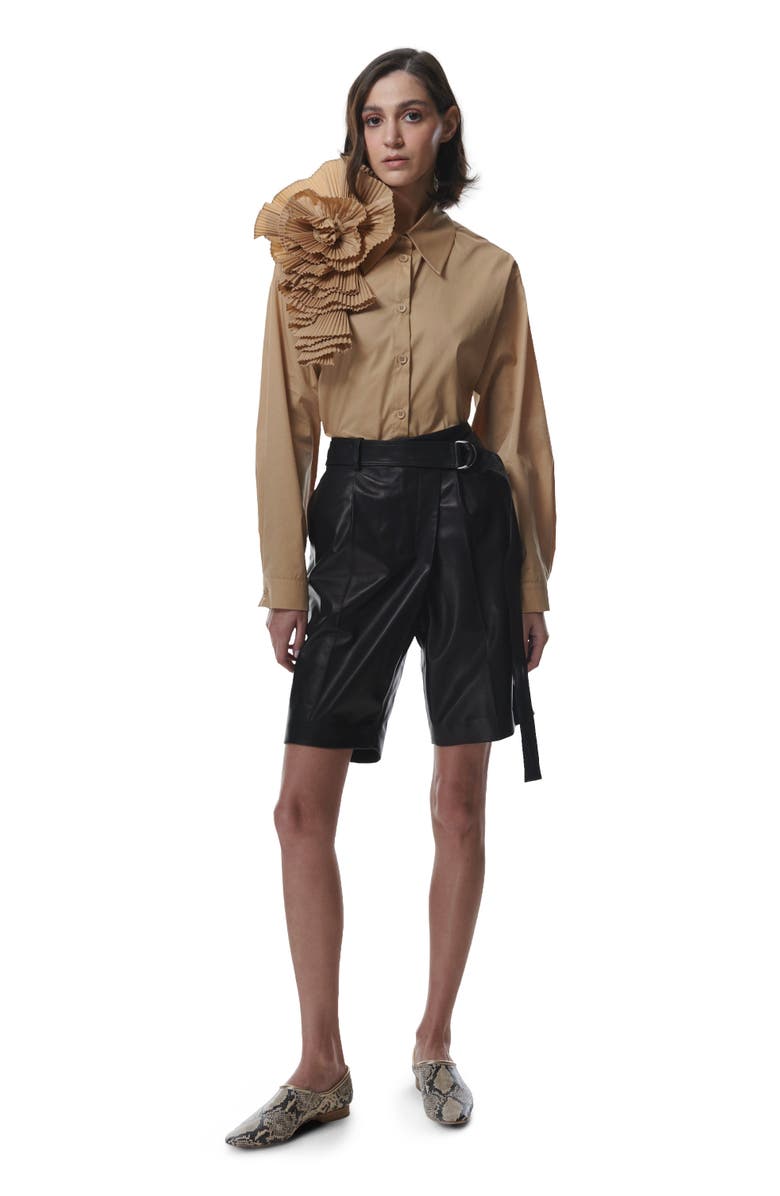 THEO The Label Leto Cross-Over Waist Bermuda Shorts, Main, color, 