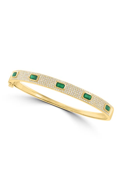 14K Yellow Gold Emerald Royale Diamond Bangle