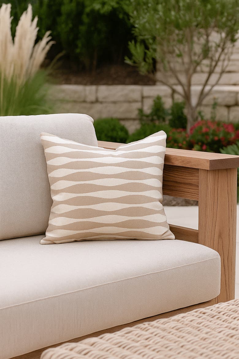 Serene Wave Pillow, Alternate, color, Rustic Beige
