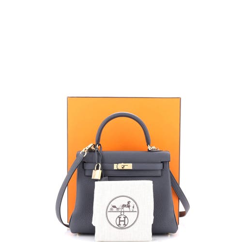 Pre-owned Hermes Hermes Kelly Handbag Grey Togo With Permabrass Hardware 25 In Gray