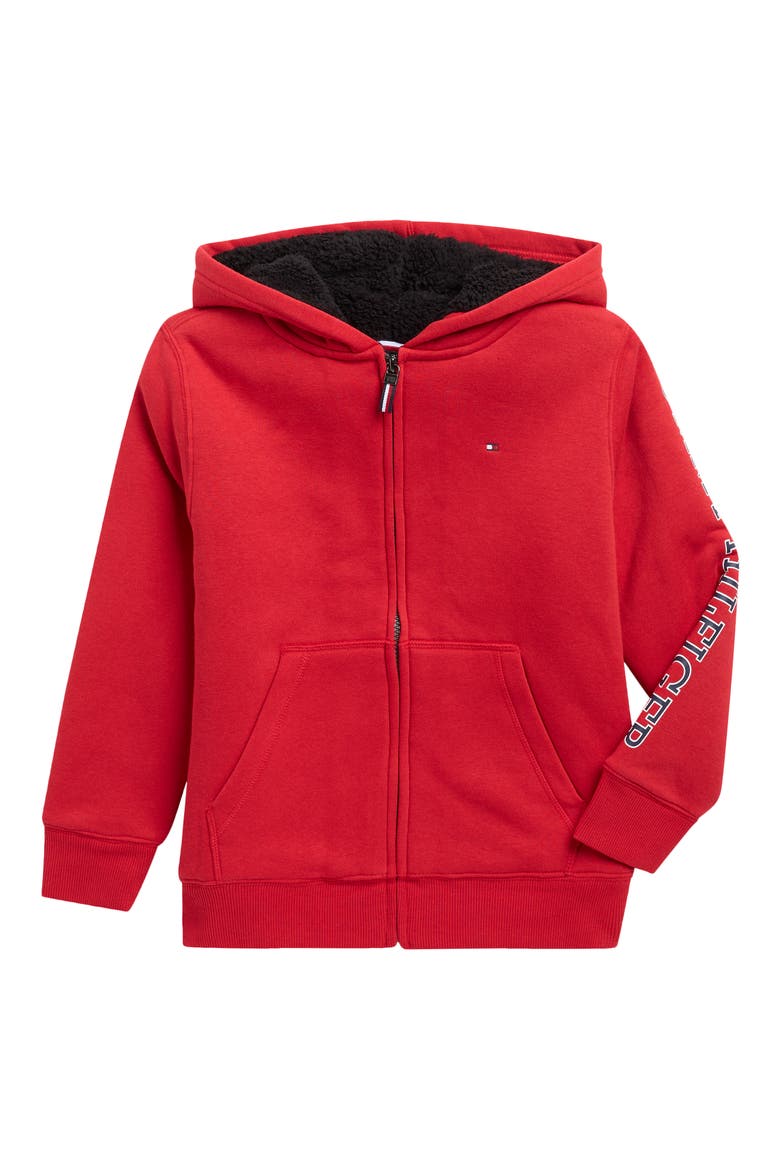 Kids' Full Zip Hoodie with Faux Fur Lining, Main, color, SCARLET SAGE