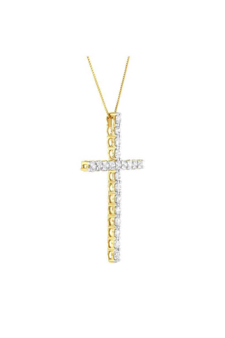 10K Yellow Gold Plated Silver 4.0 Cttw Diamond Cross Pendant Necklace, Alternate, color, Yellow